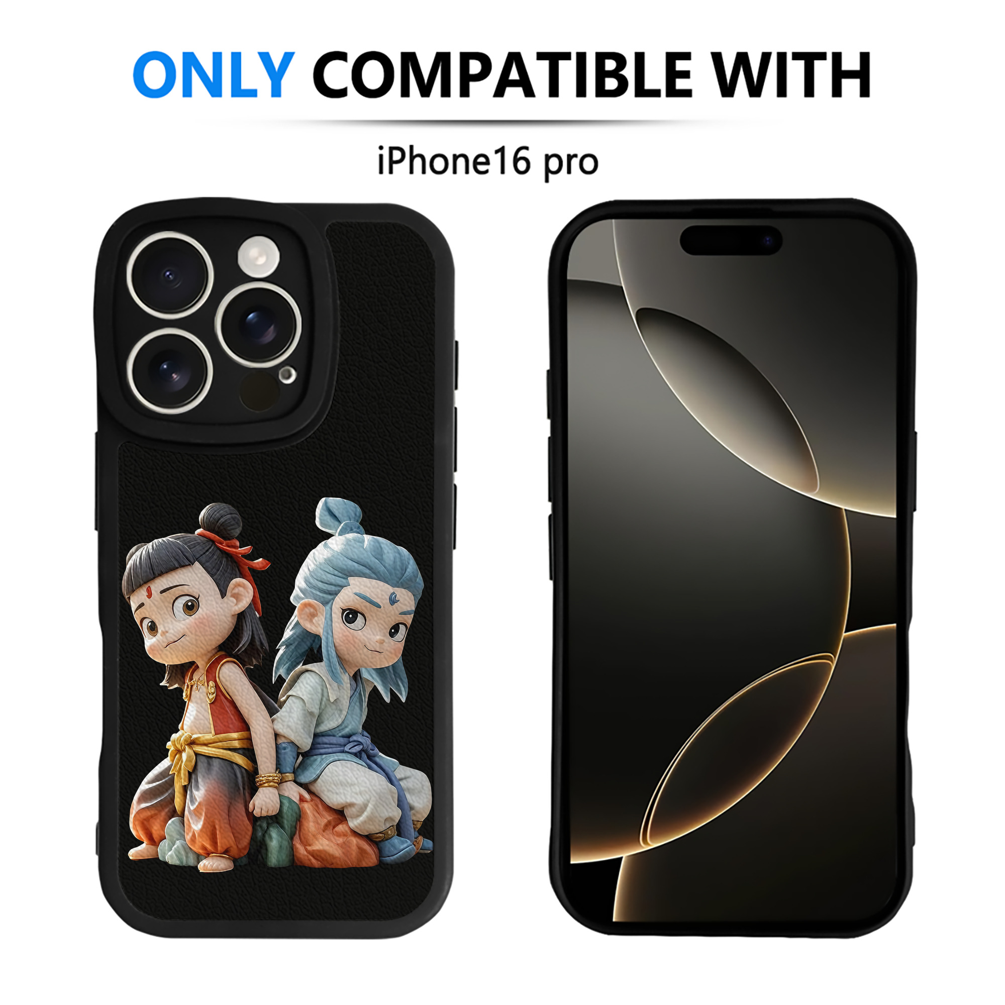 （画像用） Ne Zha 2 ナタ 魔童の大暴れ 【iPhone 16シリーズ対応】シリコンスマホケース（レザー調） 材質：シリコン